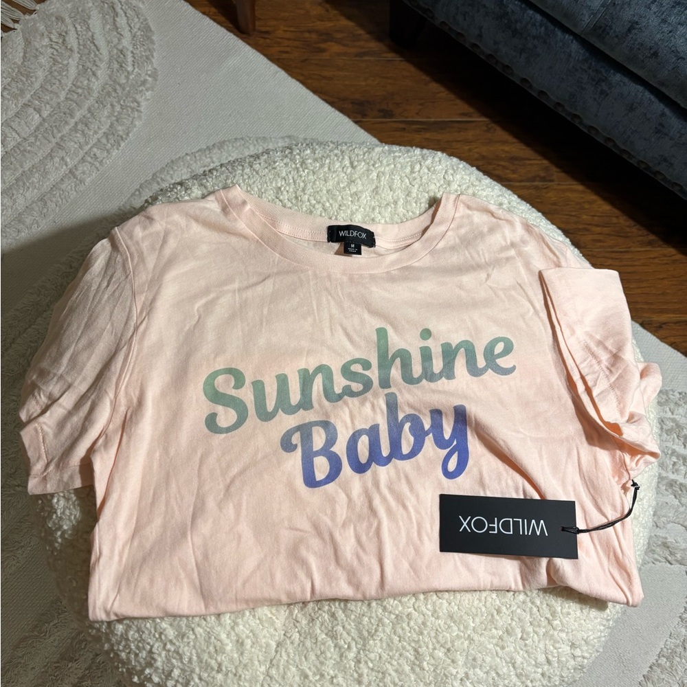 Wildfox Sunshine Baby Keke peach graphic t-shirt NWTS XS M